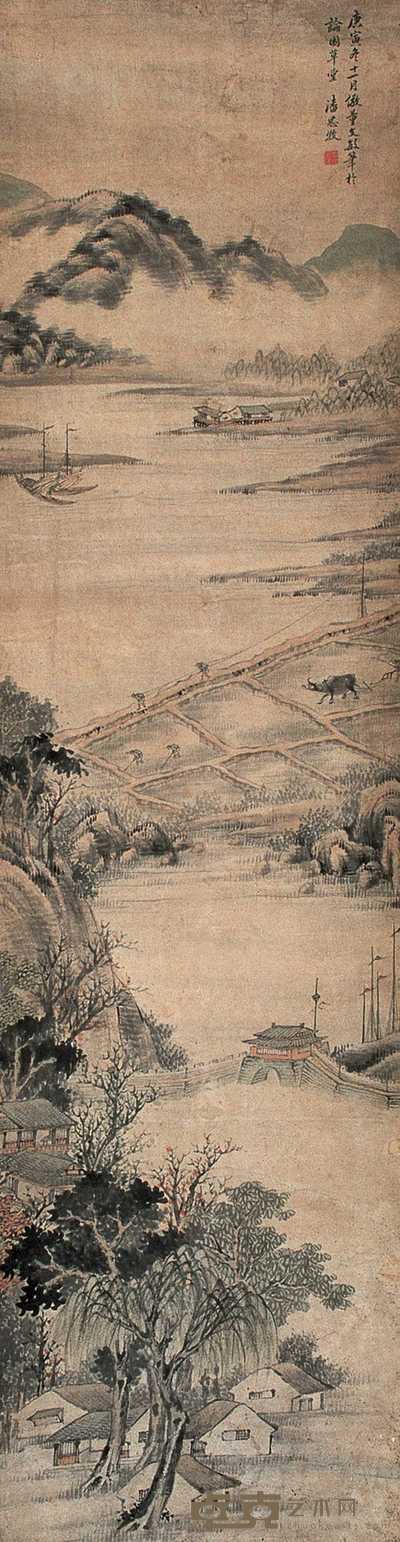潘思牧 山水 立轴 163×44cm